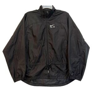 Nike Air Size Small Black Nylon Vented Windbreaker Drawstring Zip Pockets